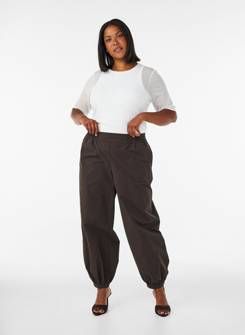 Mesh top met korte mouwen en ronde hals, Vanille, Model image number 1