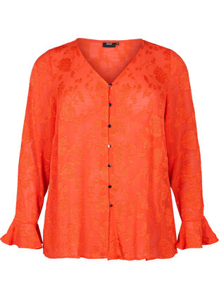 Lange mouw shirt met jacquard look, Orange.com, Packshot image number 0