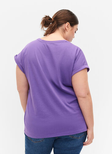 T-shirt à manches courtes en coton mélangé, Deep Lavender, Model image number 1