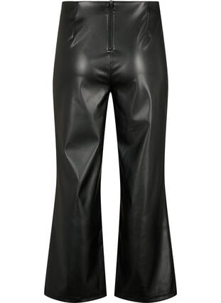 Pantalon en simili cuir avec jambe large, Black, Packshot image number 1