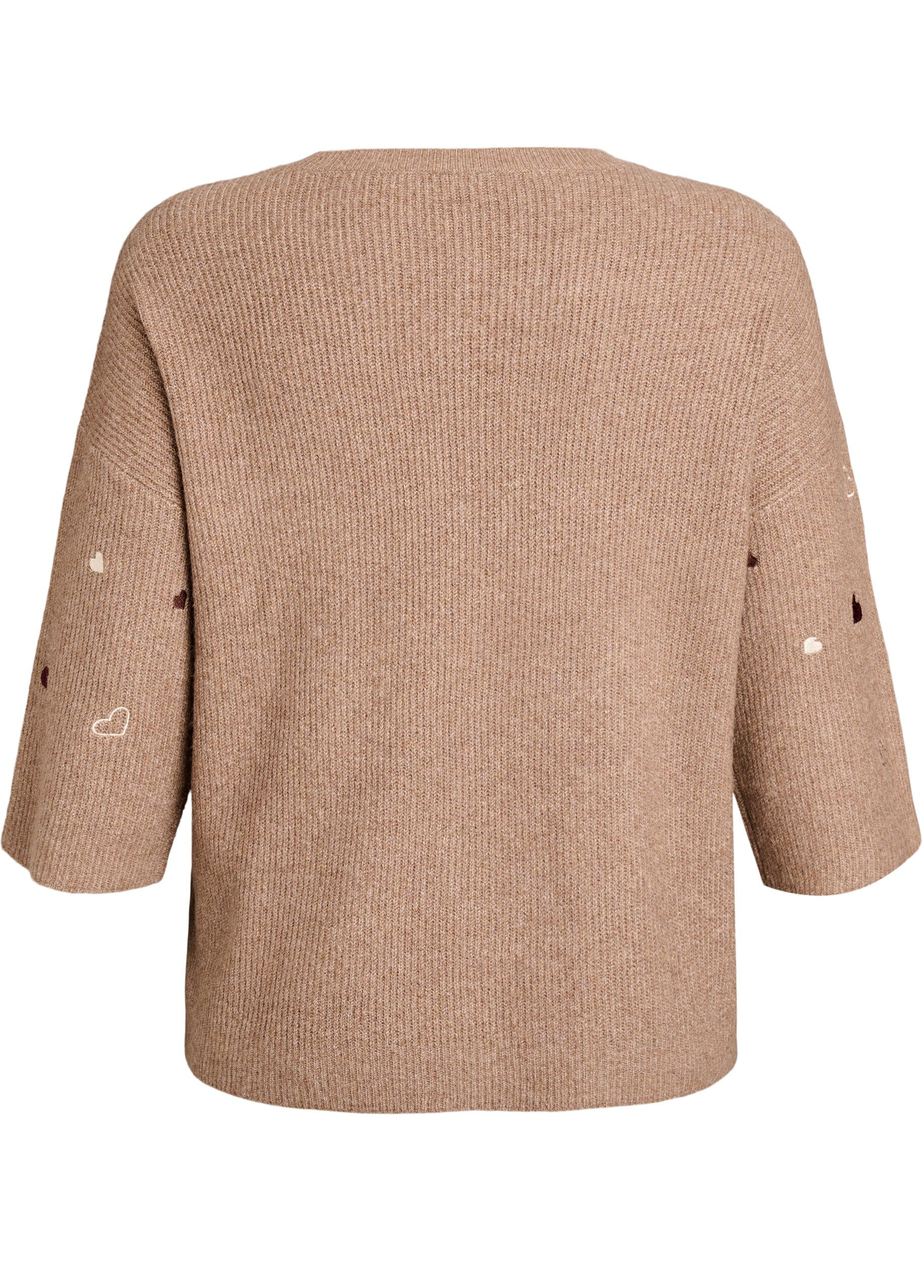 ZizziJumper met hartjes en 3/4 mouwen, Bruin, Packshot image number 1