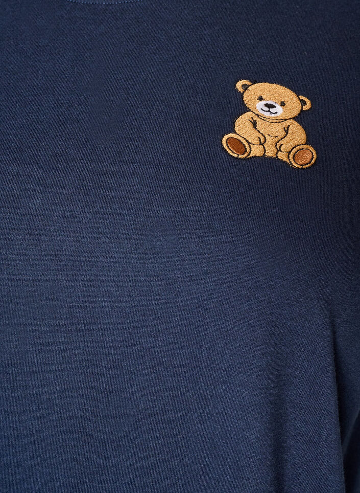 T-shirt van biologisch katoen met teddybeermotief, Blauw, Packshot image number 2
