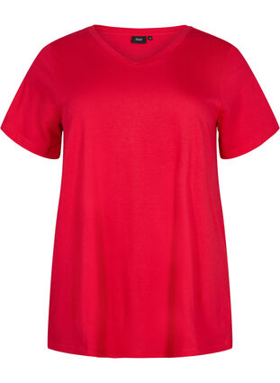 T-shirt met korte mouwen en a-vorm, Lipstick Red, Packshot image number 0