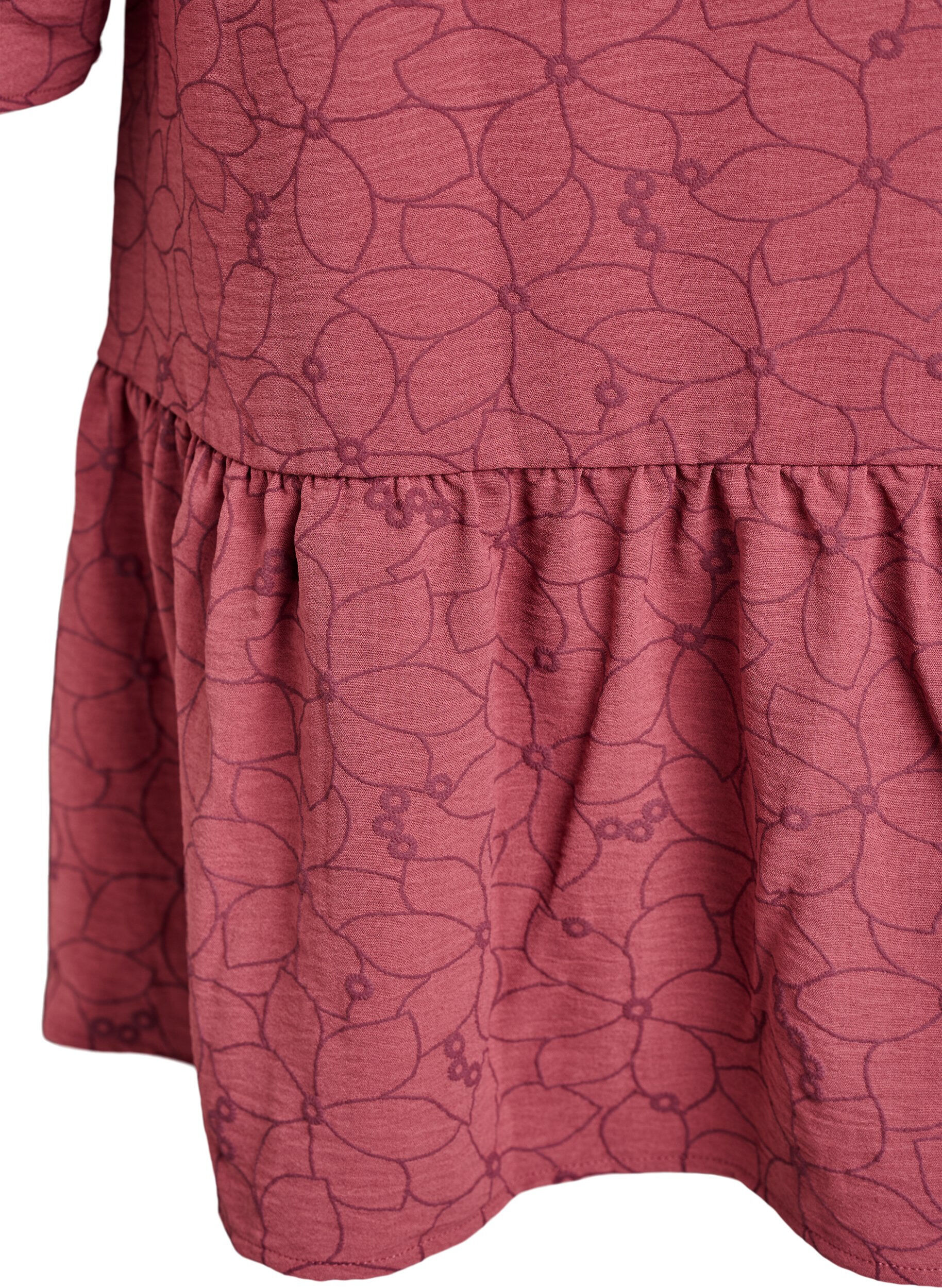 ZizziTunic met geborduurd bloemenpatroon en 3/4 mouwen, Roze, Packshot image number 3