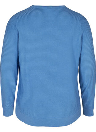 Blouse tricotée à encolure ronde, Ultramarine, Packshot image number 1