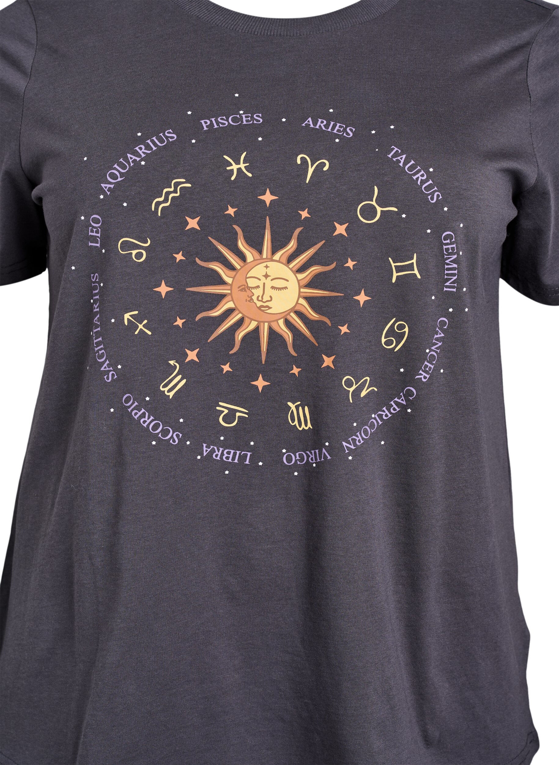 ZizziKatoenen T-shirt met print op de voorkant, Grijs, Packshot image number 2