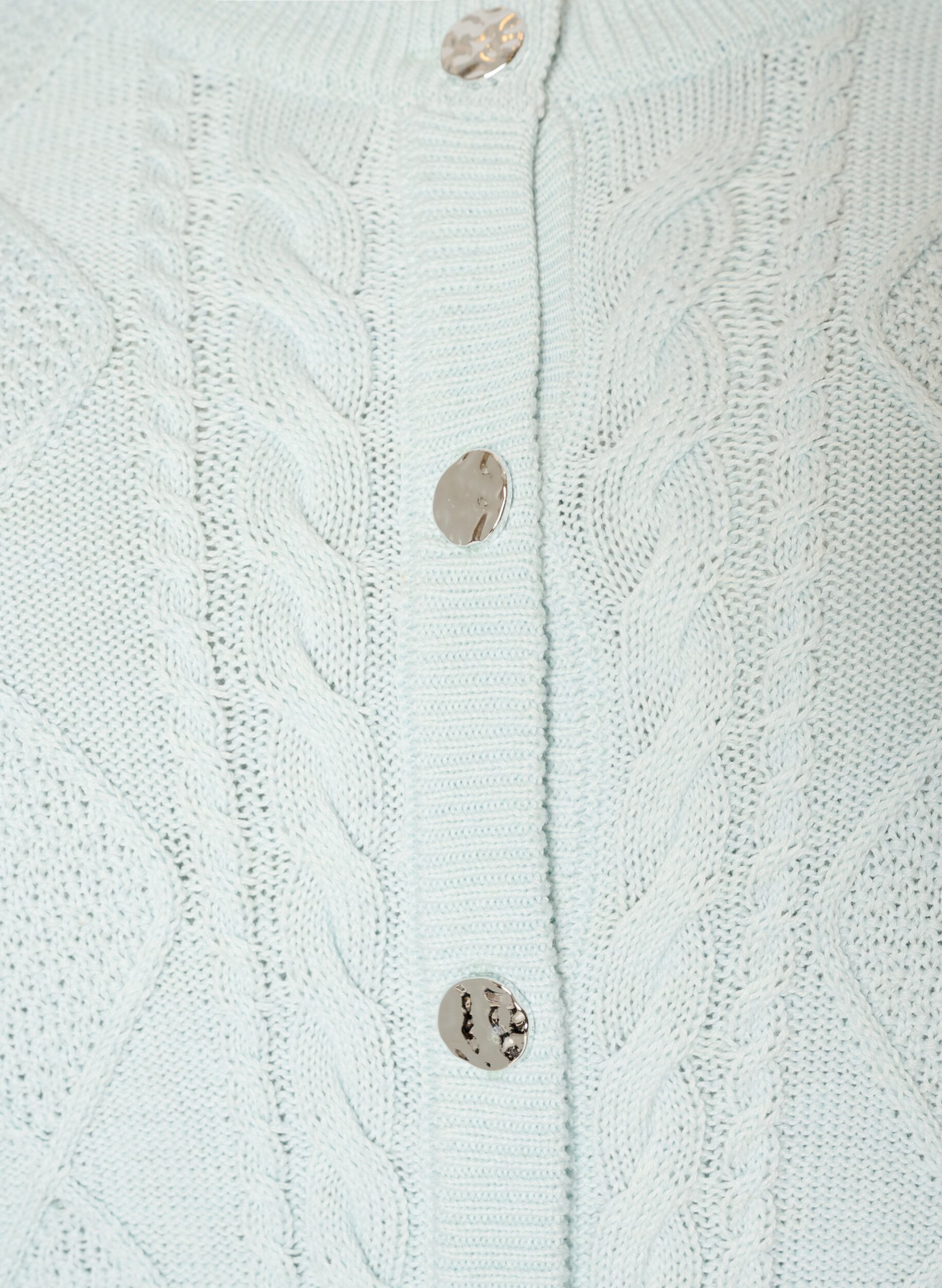 ZizziKabelgebreide cardigan met decoratieve knopen, Blauw, Packshot image number 2
