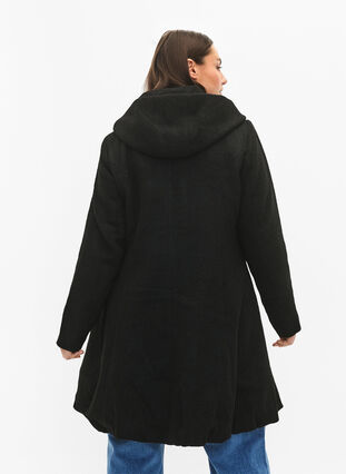 Manteau à capuche silhouette en A, Black, Model image number 1