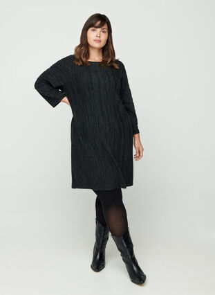 Robe tricot manches longues, Dark Grey Melange, Model image number 2