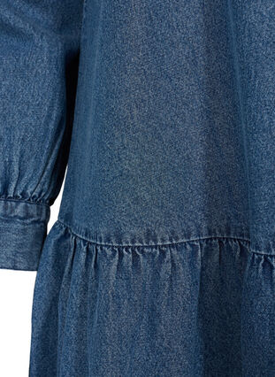 Robe en jean à manches bouffantes et boutons en nacre, Blue denim, Packshot image number 3