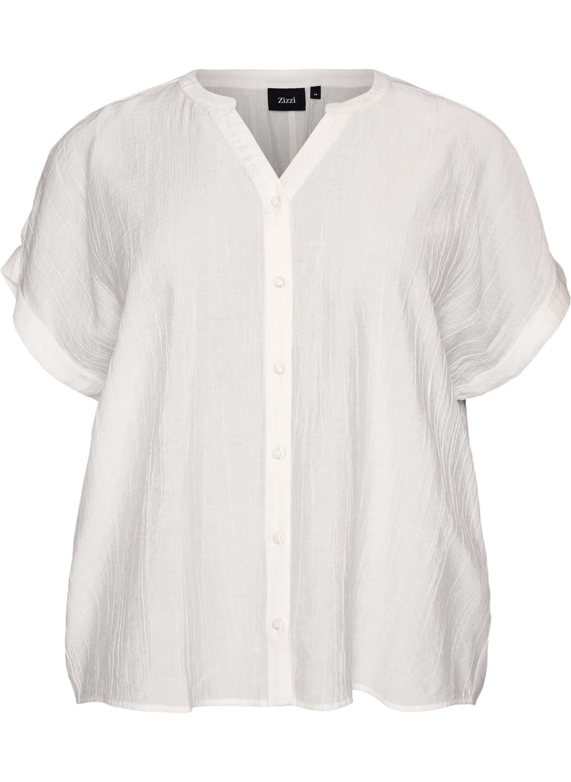 ZizziBlouse textur&eacute;e en viscose avec boutons, Vanille, Packshot image number 0