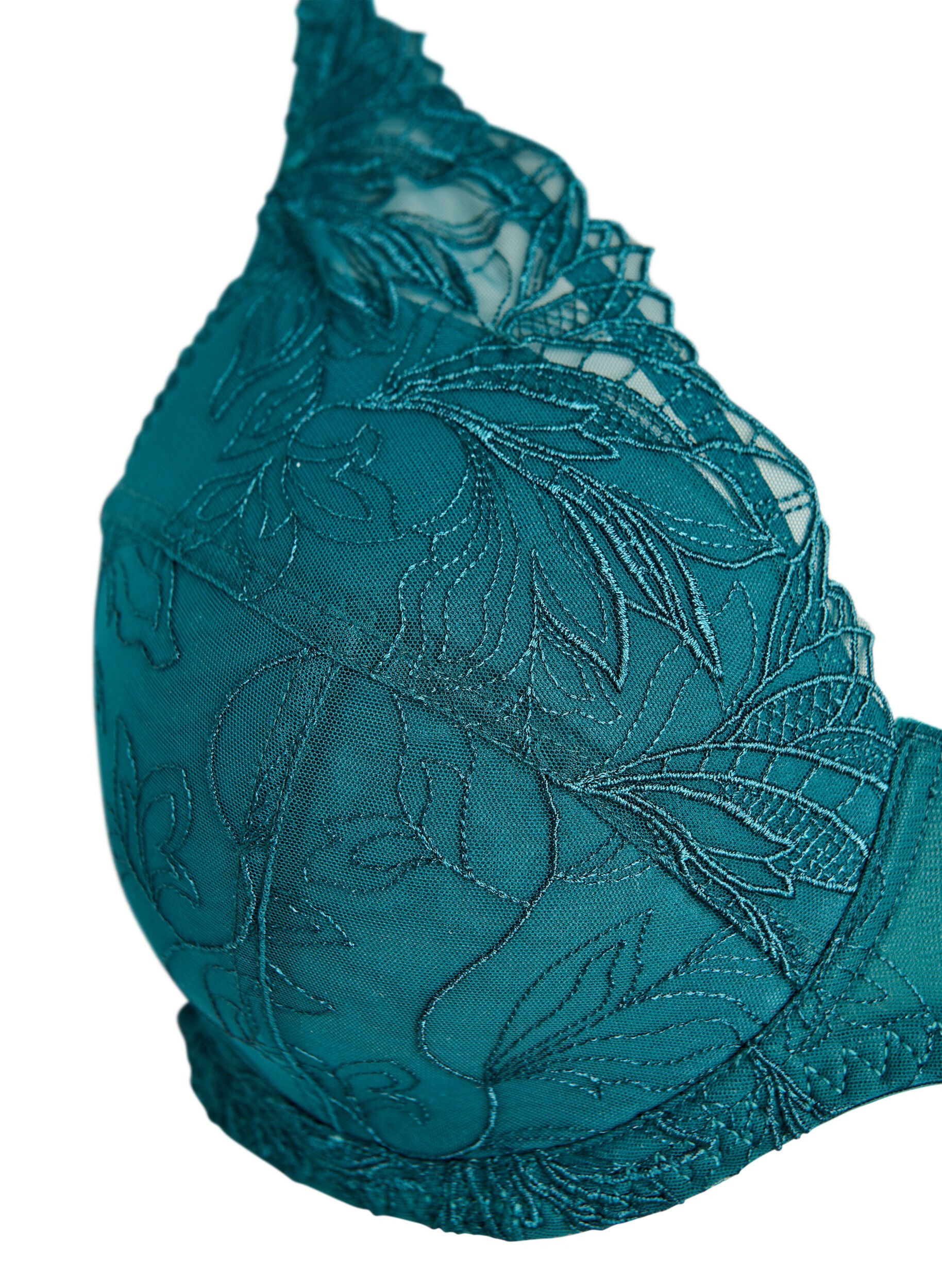 ZizziGewatteerde kanten beha met beugel, Groen, Packshot image number 2