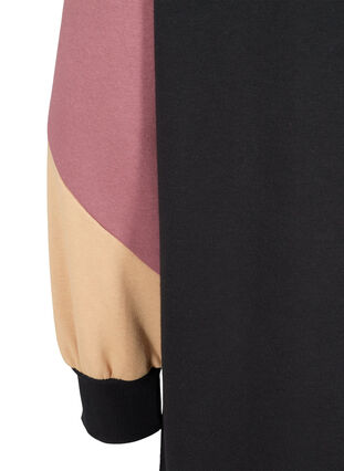Lange sweater met colorblock, Black Color Block, Packshot image number 3