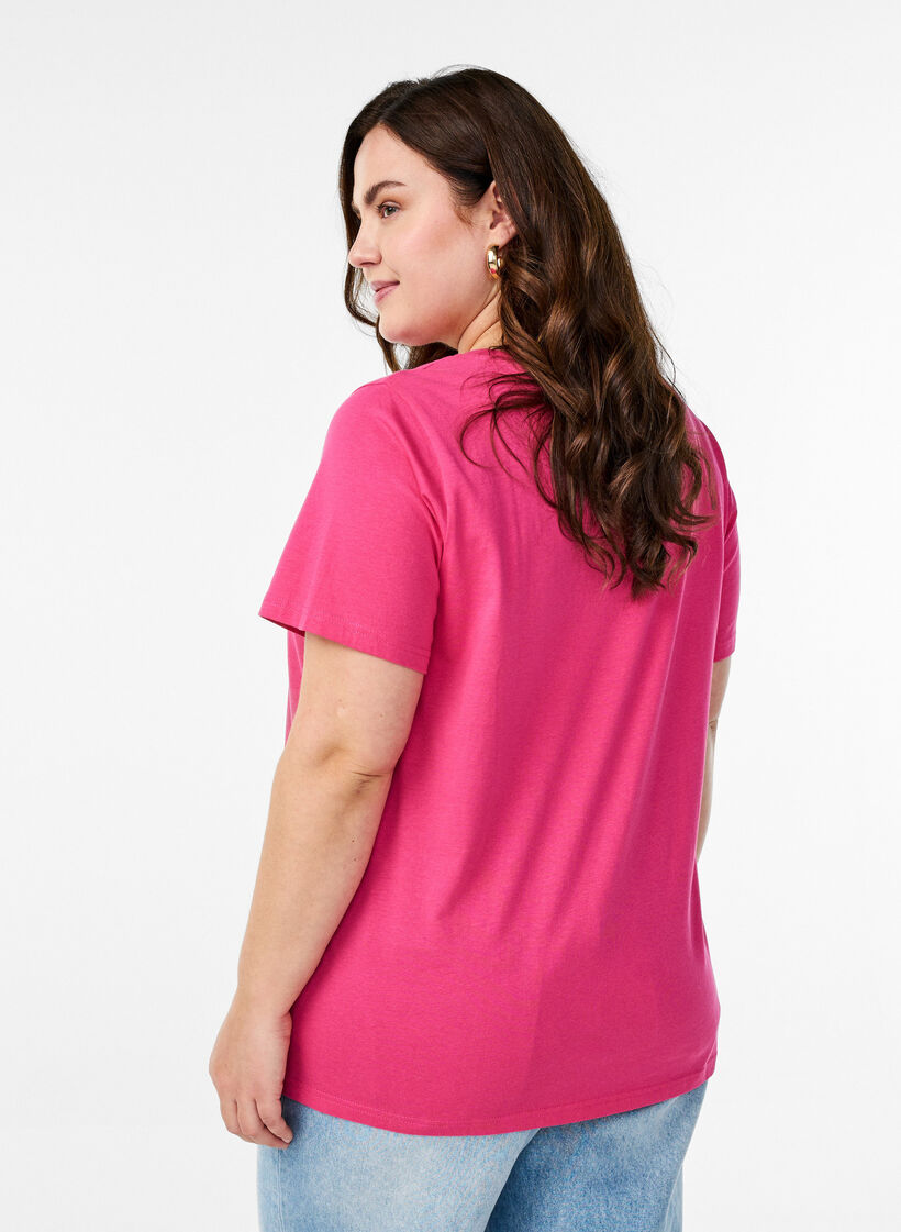Katoenen T-shirt met motief, Raspberry w. Bows, Model image number 1