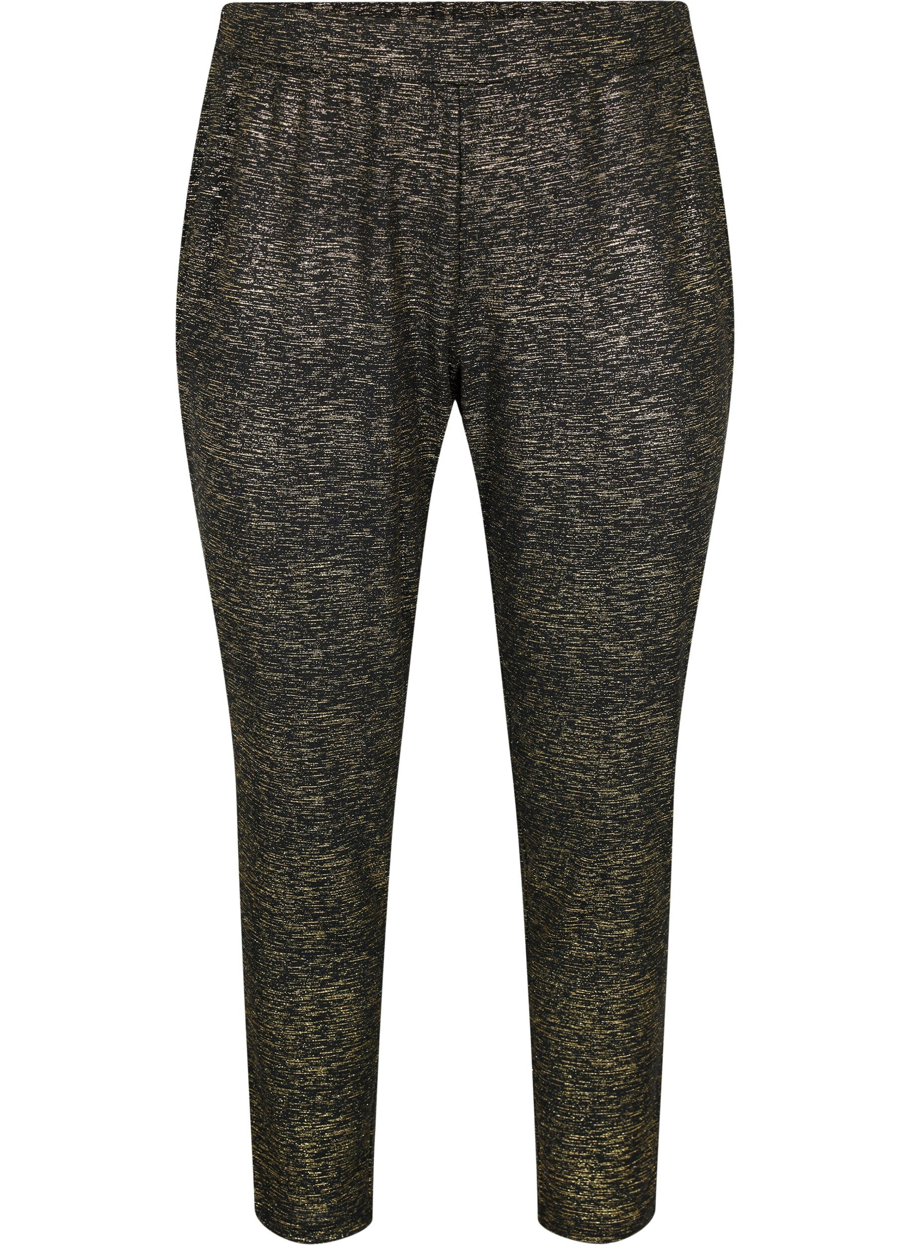 ZizziMaddison broek met goudkleur en zakken, Black w. Gold, Packshot image number 0