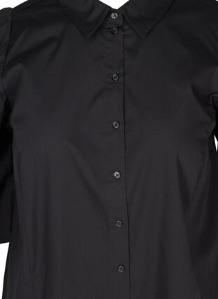 Chemise en coton à manches bouffantes 3/4, Black, Packshot image number 2