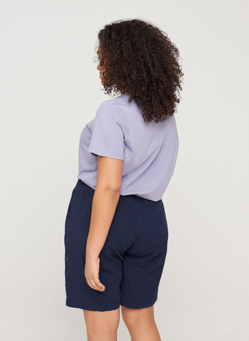 Losse short met zakken in katoen, Blauw, Model image number 2