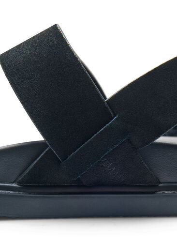 Sandaal met brede pasvorm in suède, Black, Model image number 0