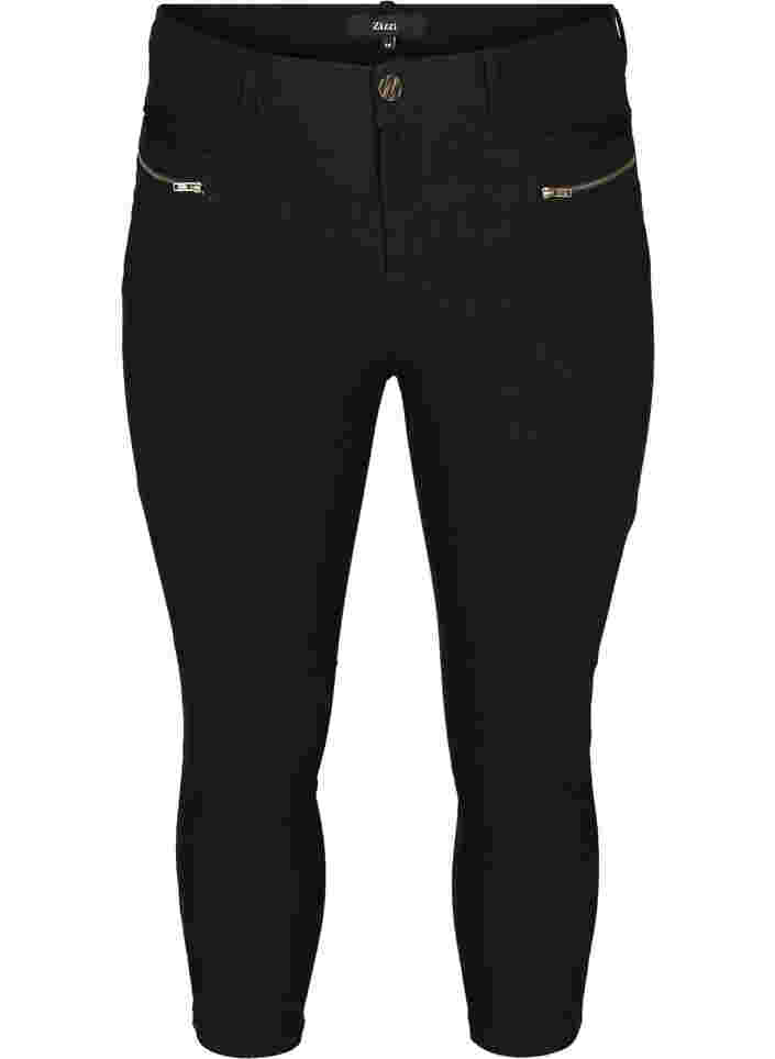 Pantalon 3/4 près du corps avec fermetures éclairs, Black, Packshot image number 0