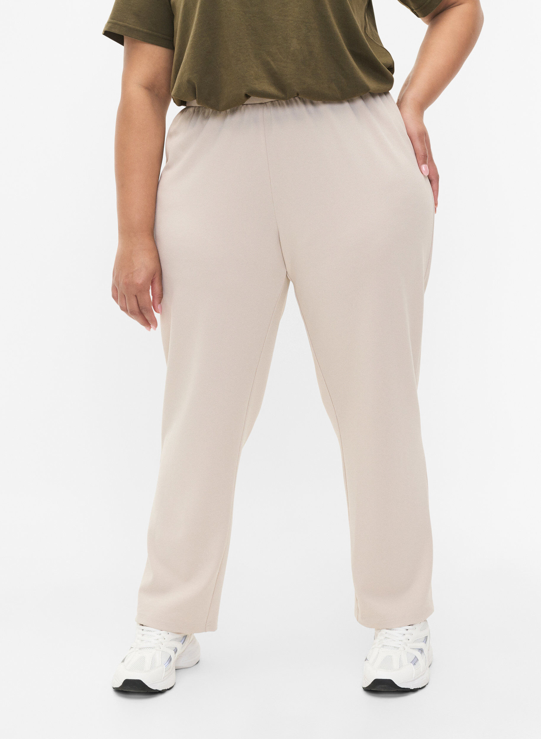 ZizziFLASH - Broek met rechte pasvorm, Beige, Model image number 2
