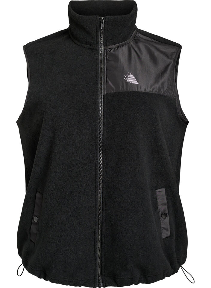 Gilet en polaire avec col montant et cordon de serrage au bas, Noir, Packshot image number 0