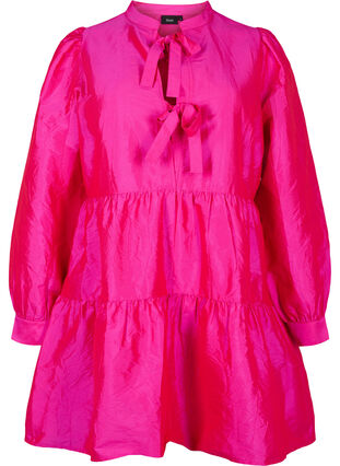 Robe brillante avec une ligne A et détail de nœud, Rose Violet, Packshot image number 0