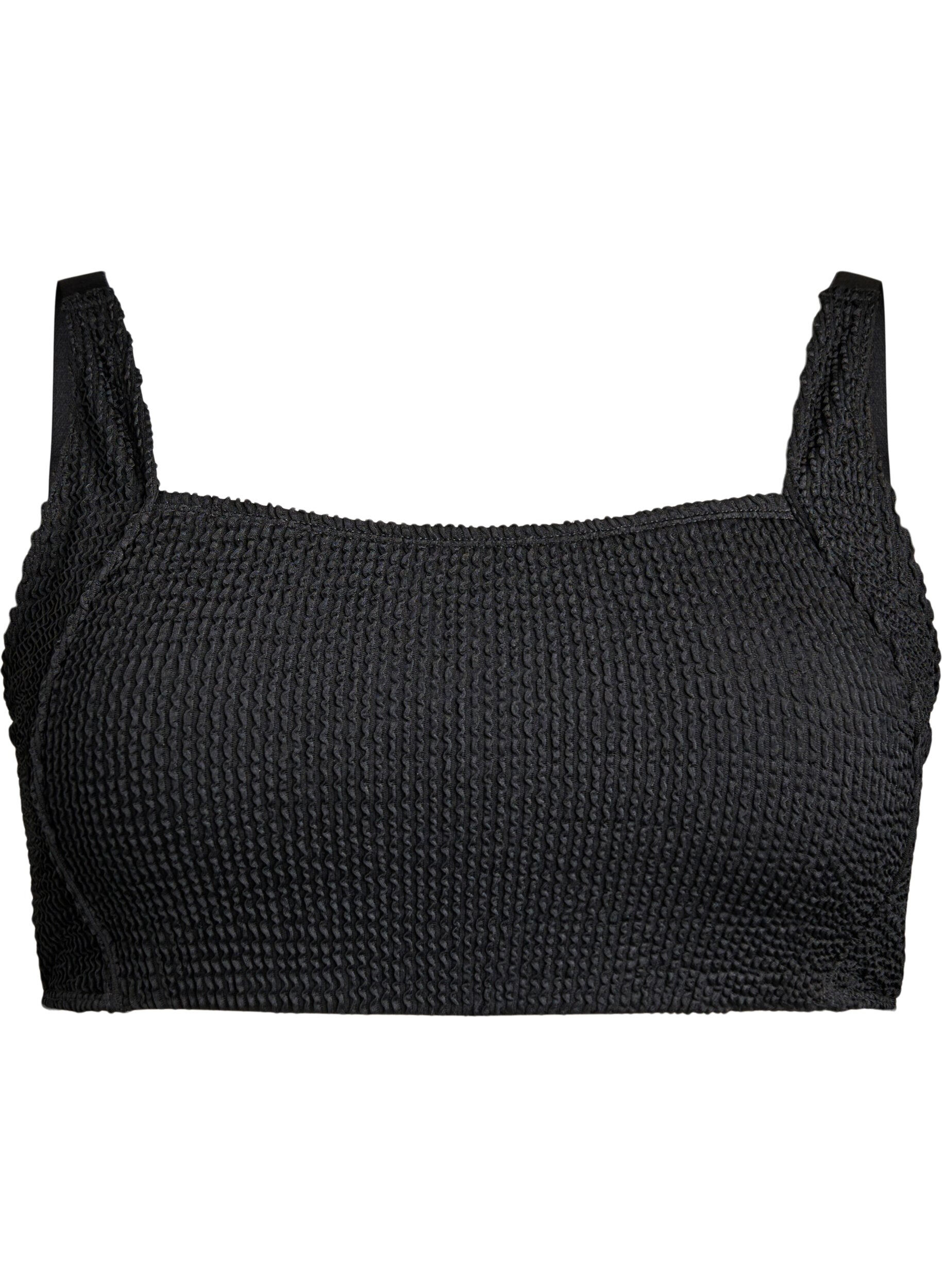 ZizziCrepe bikini top met verstelbare bandjes, Zwart, Packshot image number 0