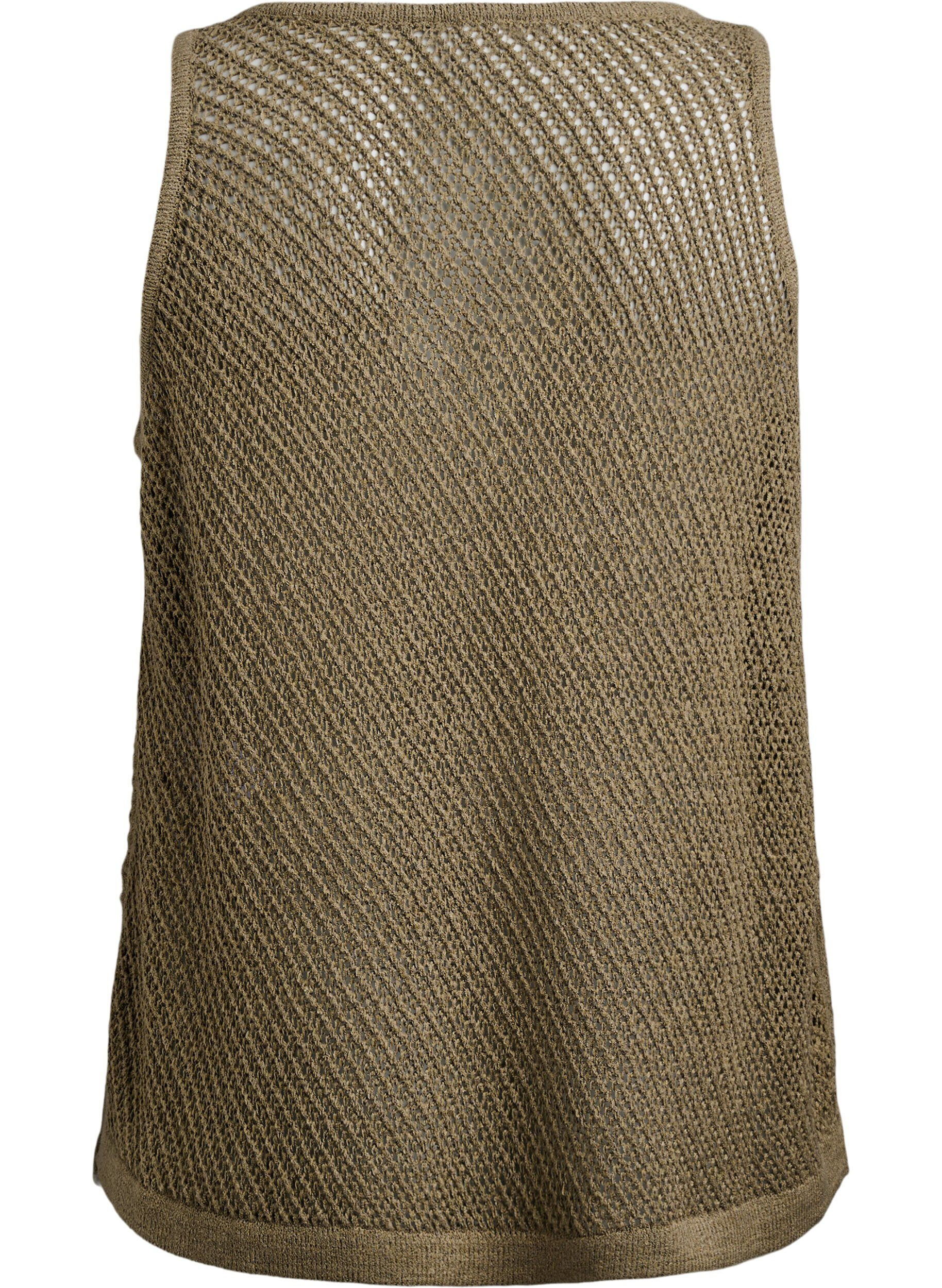 ZizziFLASH - Mouwloze gebreide top met V-hals, Groen, Packshot image number 1