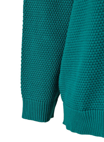 Blouse en coton tricoté avec structure, Deep Lake, Packshot image number 3
