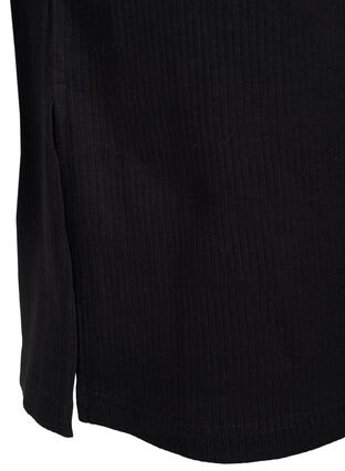 Robe en coton à manches courtes en tricot côtelé, Black, Packshot image number 3