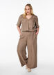 Pantalon ample avec ceinture &eacute;lastique et poches, Marron, Model image number 0