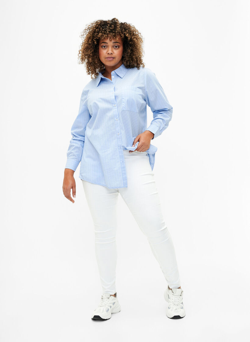 Jeggings &agrave; taille haute., Blanc, Model image number 0