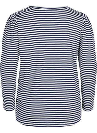 Gestreepte blouse met lange mouwen, N. Sky/White Stripe, Packshot image number 1