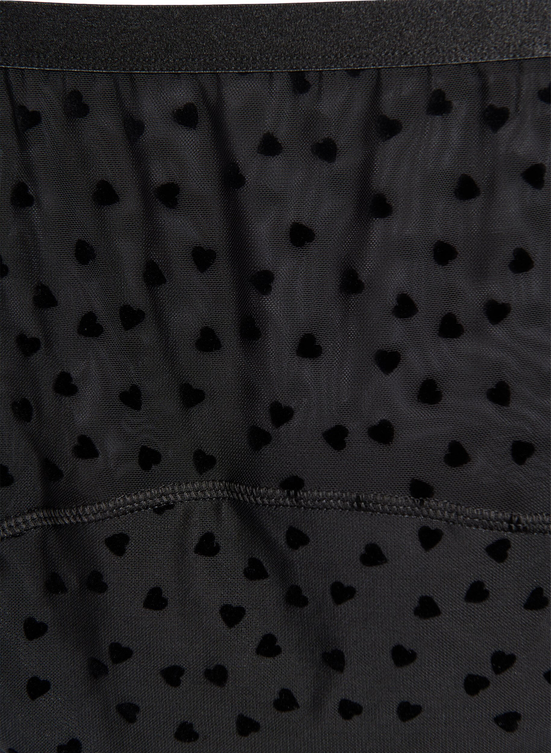 ZizziHipster menstruatieslip in mesh met hartdetails, Zwart, Packshot image number 2