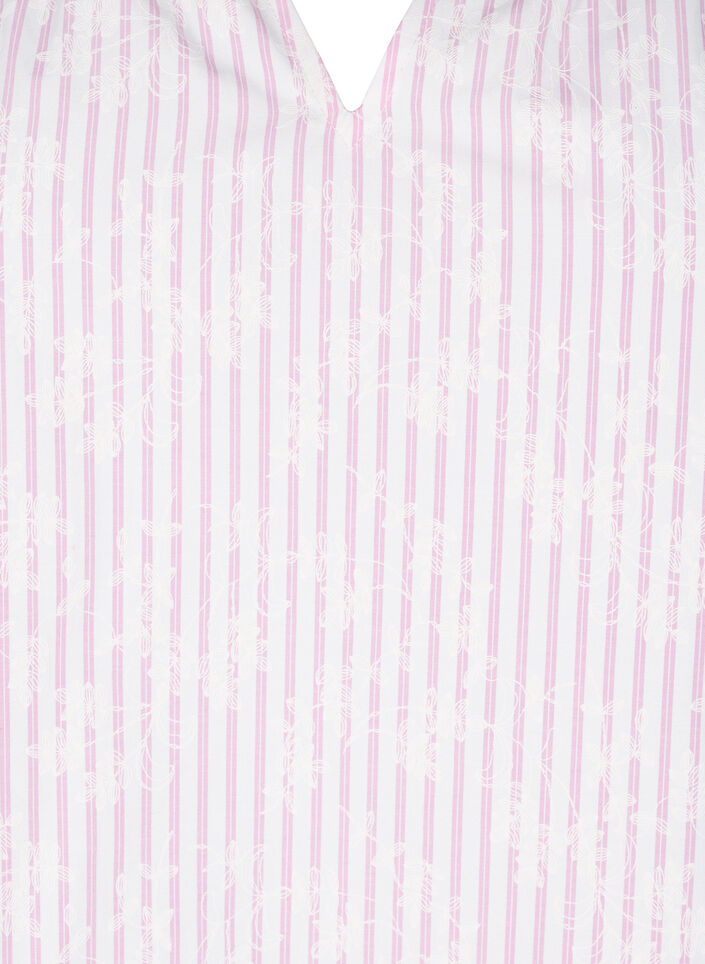 Mouwloze blouse met strepen en bloemenprint, Roze, Packshot image number 2