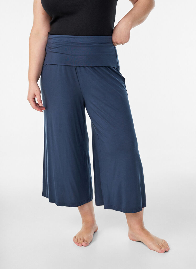 Jupe-culotte taille haute en jersey, Bleu, Model image number 2