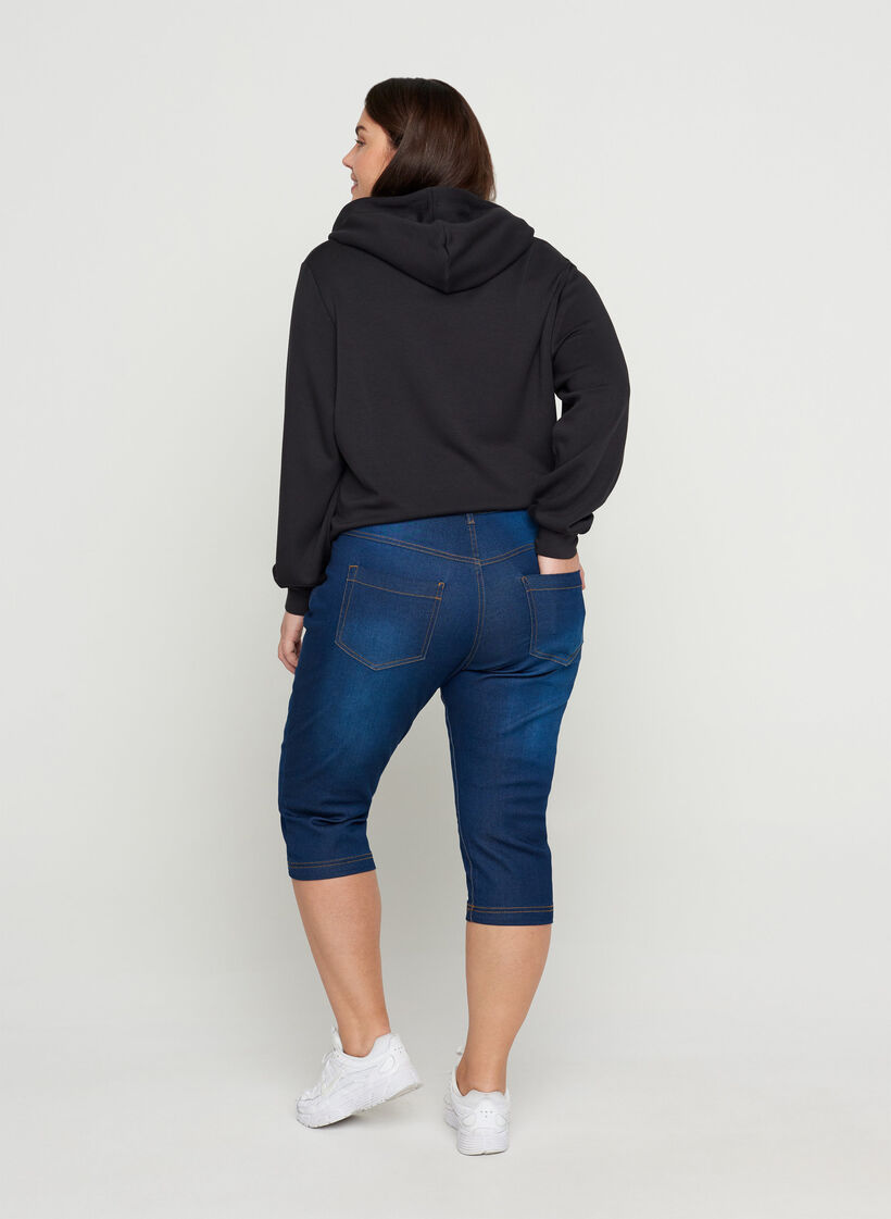 Jean coupe slim Emily capri, Bleu, Model image number 1