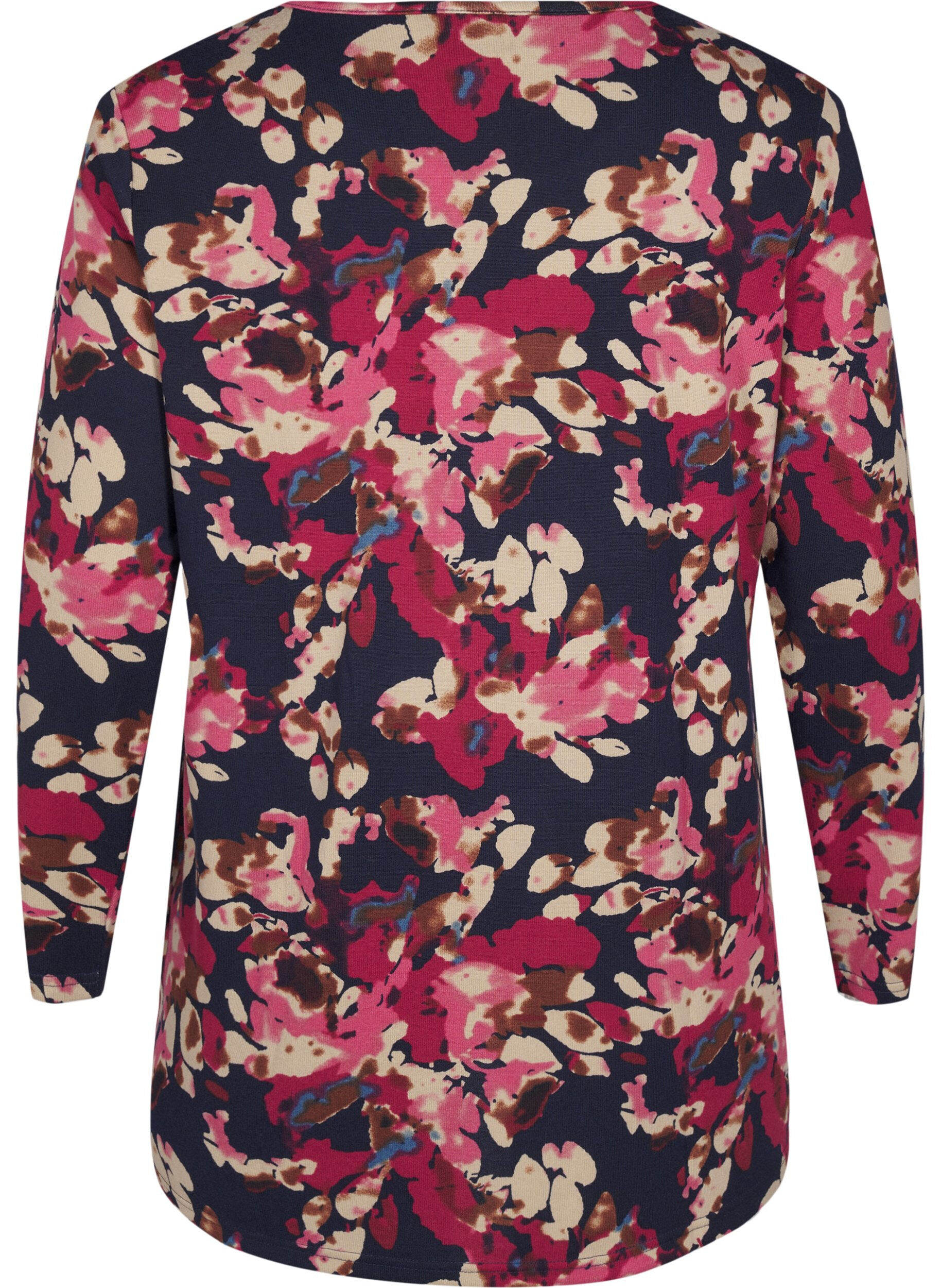 ZizziGebloemde blouse met lange mouwen, Blauw, Packshot image number 1