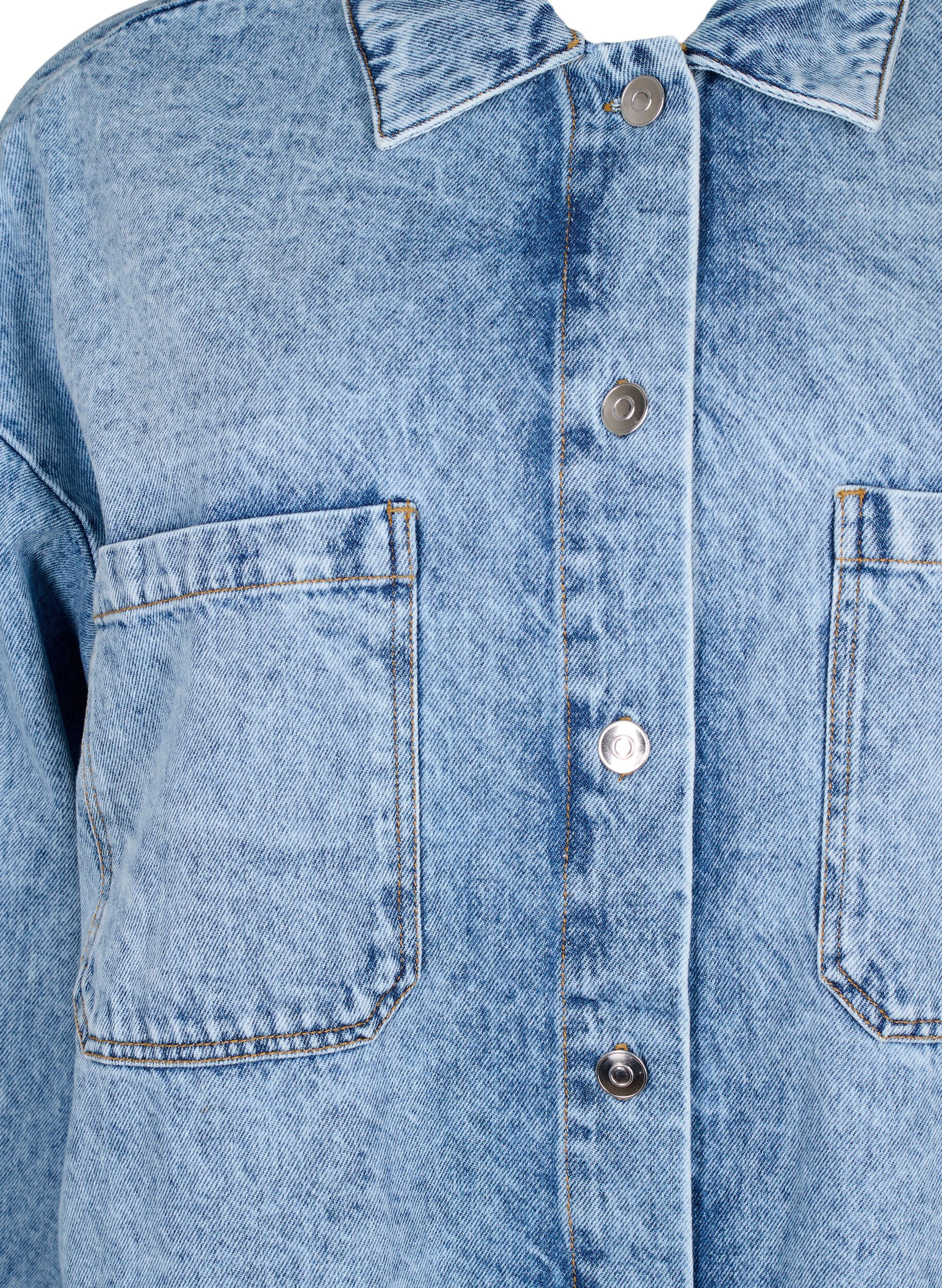 ZizziLoszittend spijkerjack met knopen, Light blue denim, Packshot image number 2