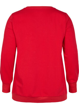 Sweat-shirt en coton avec imprimé de texte, Chinese Red, Packshot image number 1