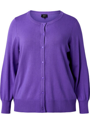 Cardigan côtelé avec fermeture à boutons, Purple Opulence, Packshot image number 0