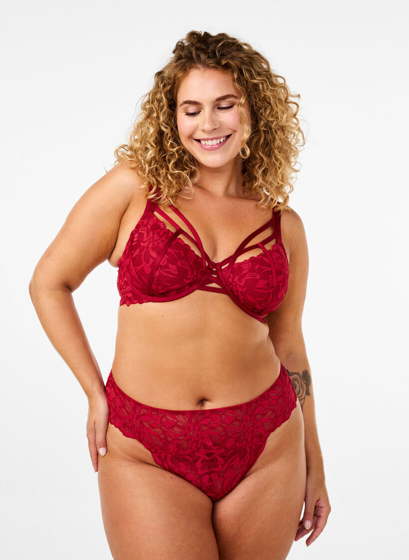 Kantstring met een normale taille, Rood, Model image number 0