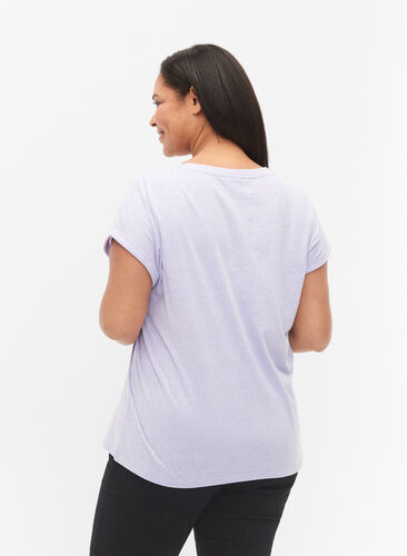 Gemêleerd t-shirt met korte mouwen, Lavender Mél, Model image number 1