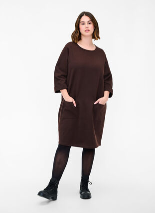 Sweat jurk met 3/4 mouwen en zakken, Molé, Model image number 2