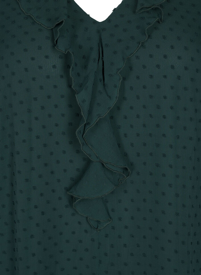 Tunique à jabots et à texture à pois, Scarab, Packshot image number 2