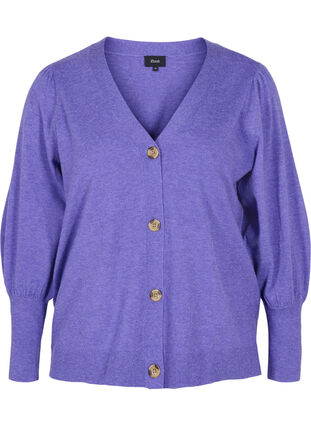 Cardigan en tricot avec fermeture à bouton, Purple Opulence Mel., Packshot image number 0