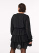 Robe courte &agrave; volants et motif textur&eacute;, Noir, Model image number 2