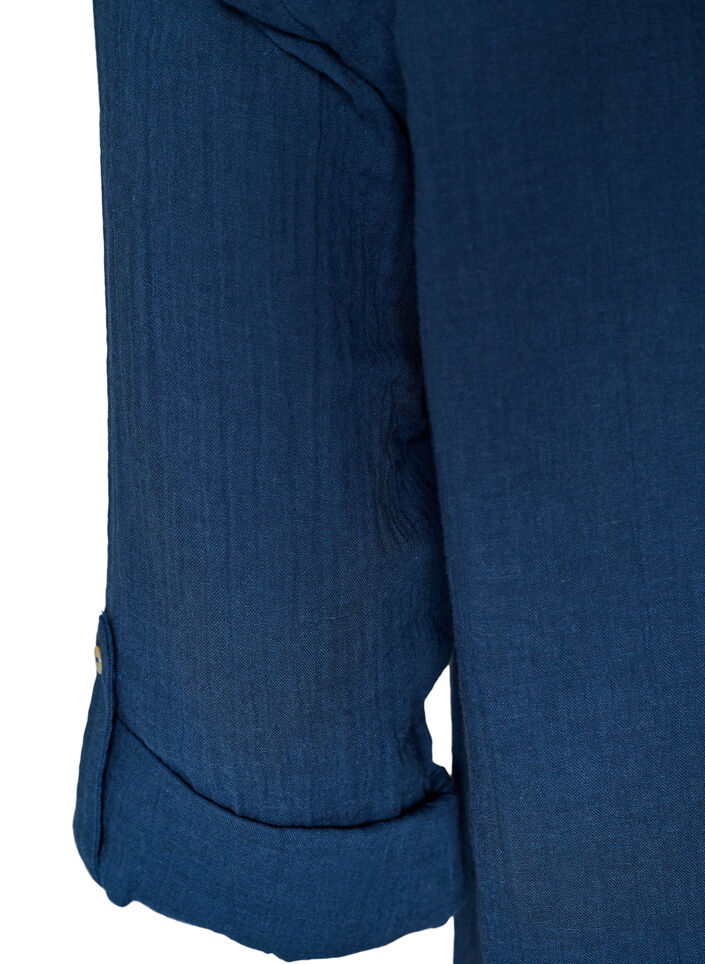 Tunique en mousseline de coton avec broderie anglaise, Bleu, Packshot image number 3
