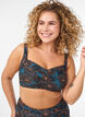 Gewatteerde bikinitop met print, Blauw, Model image number 0