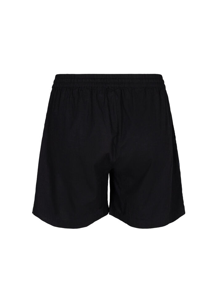 Short ample en coton mélangé avec du lin, Black, Packshot image number 1